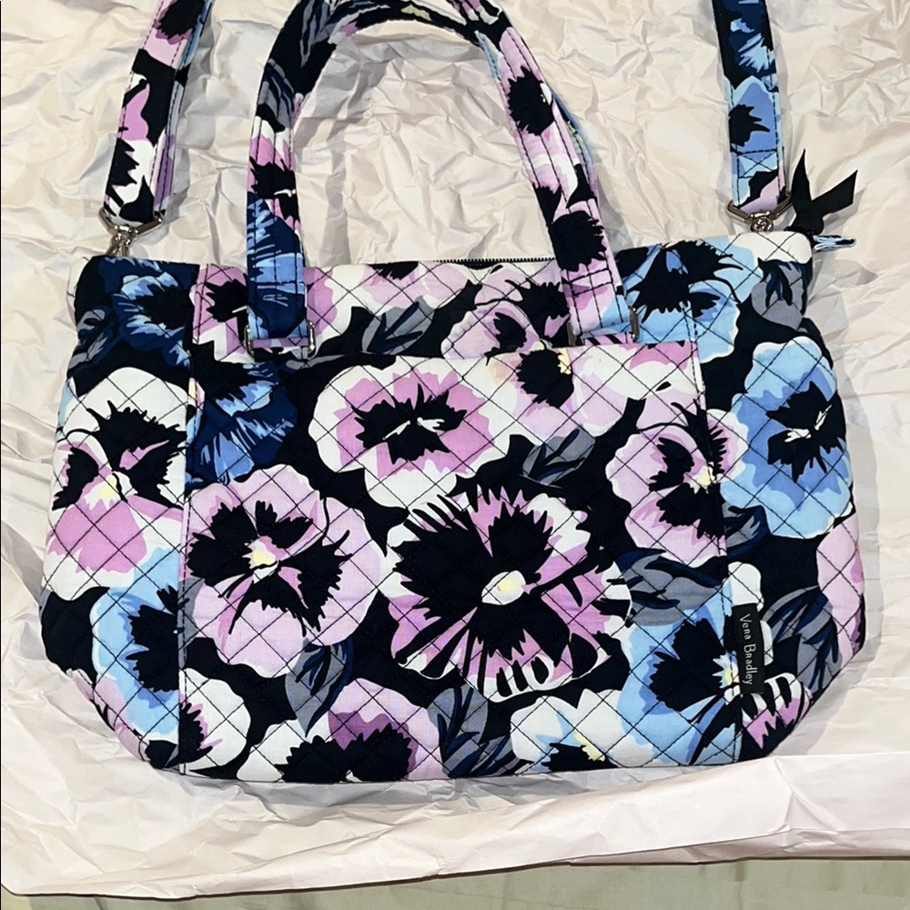 Vera Bradley multi strap shoulder bag in plum pansies